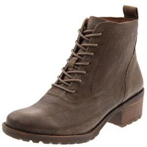 Lucky Brand Giorgia Brown Leather Ankle Combat Boots